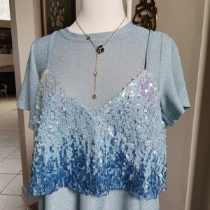 NEW! Bright blue thread two layers dress